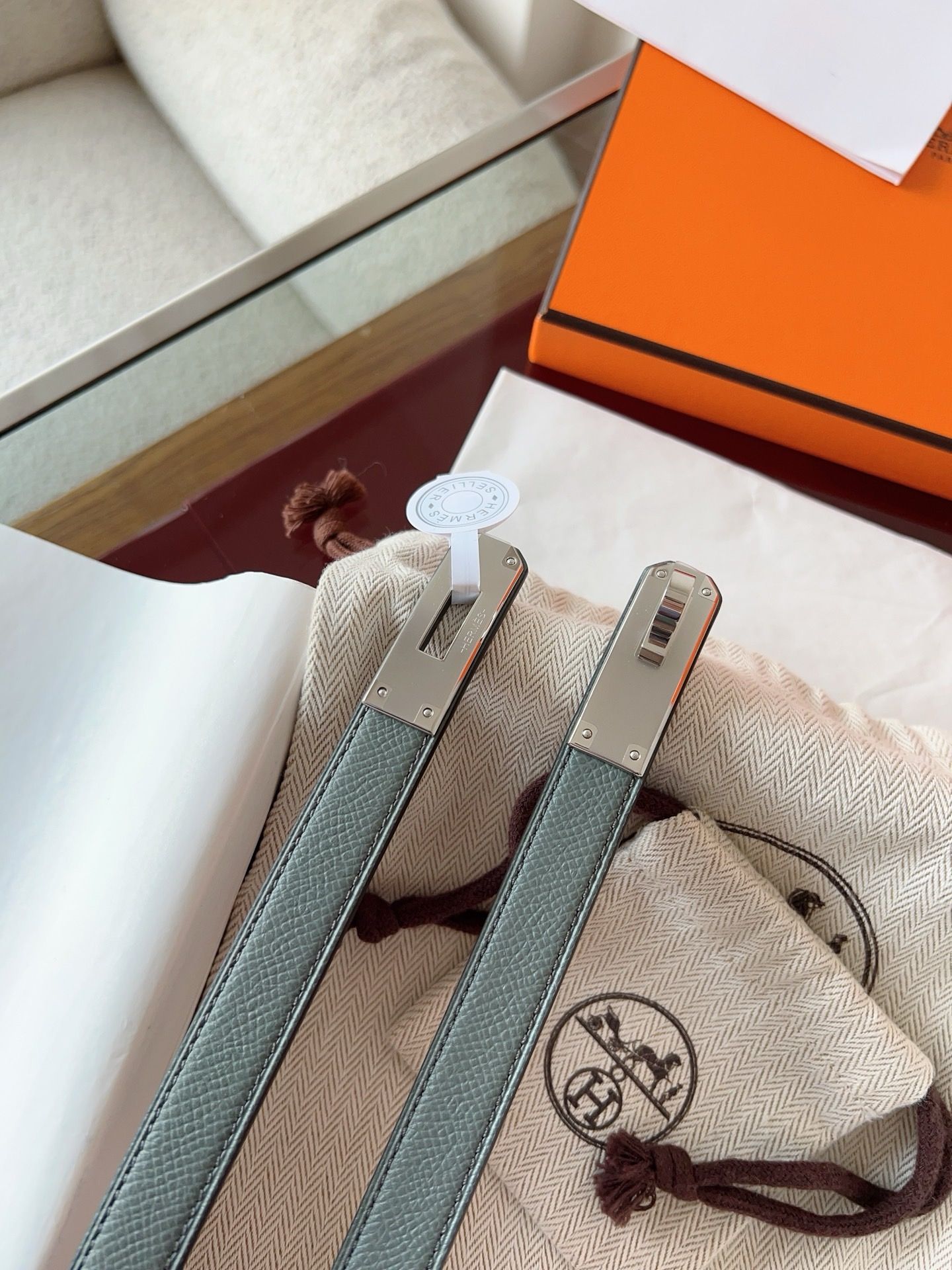 Hermes Kelly 18 Belt in Vert Amanda Epsom Leather - Image 7