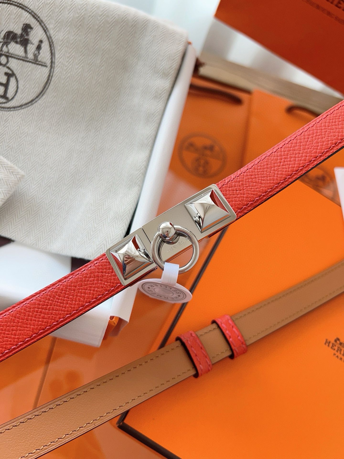Hermes Rivale 18 Belt in Red Epsom Calfskin - Image 4