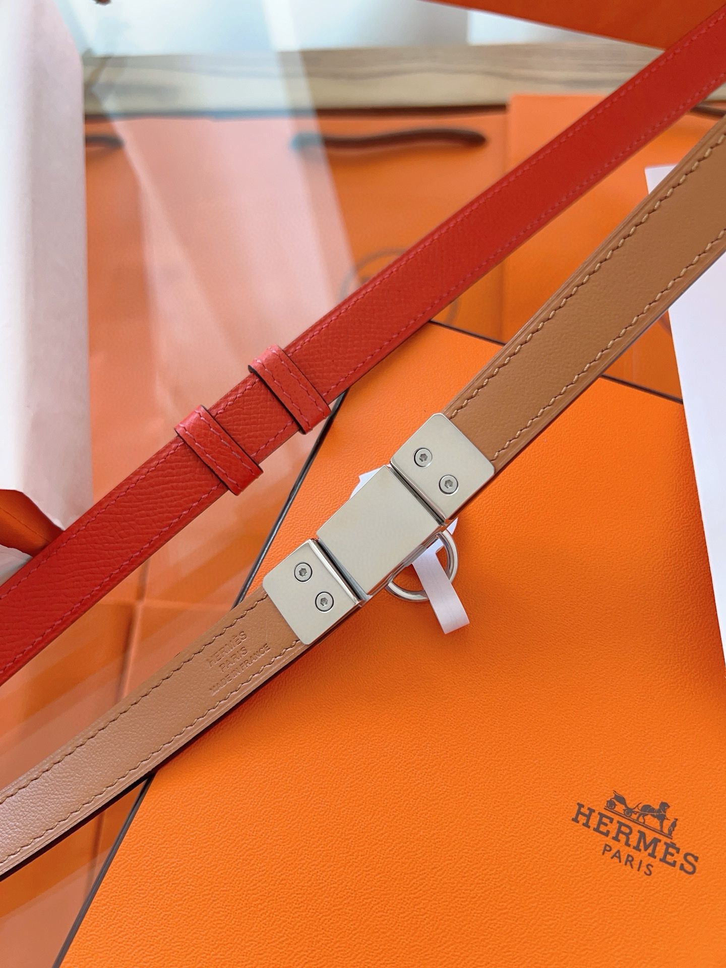 Hermes Rivale 18 Belt in Red Epsom Calfskin - Image 6