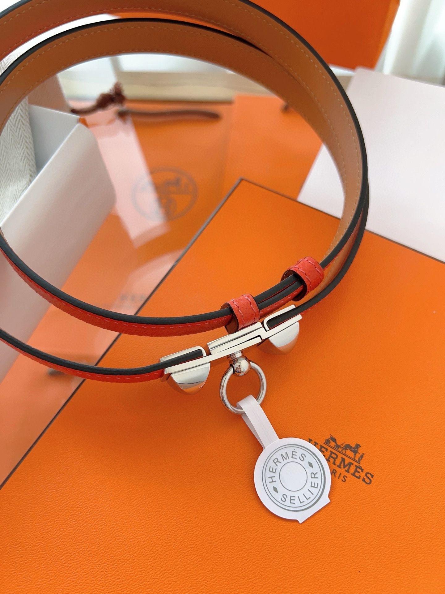 Hermes Rivale 18 Belt in Red Epsom Calfskin - Image 7