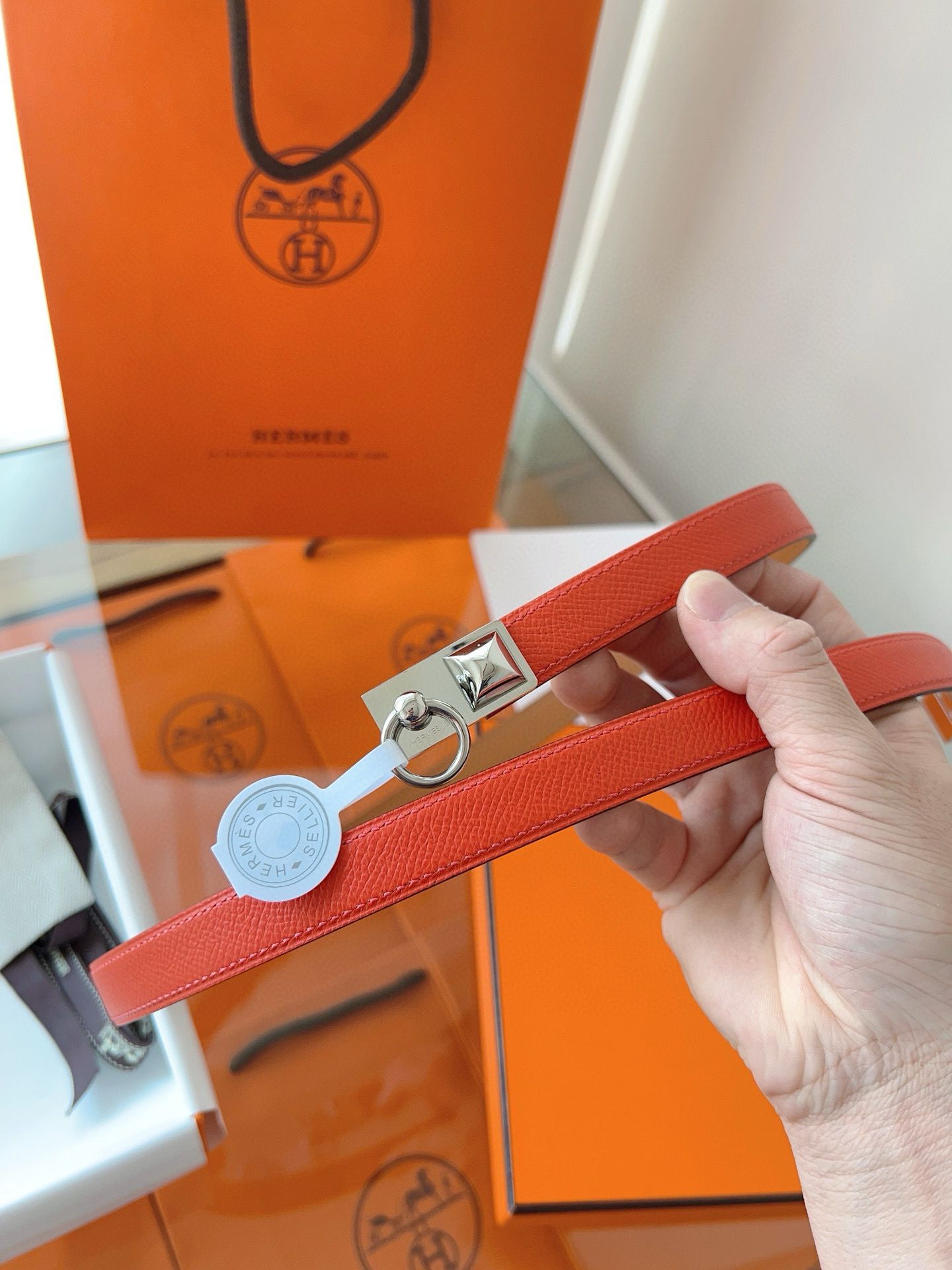 Hermes Rivale 18 Belt in Red Epsom Calfskin - Image 9