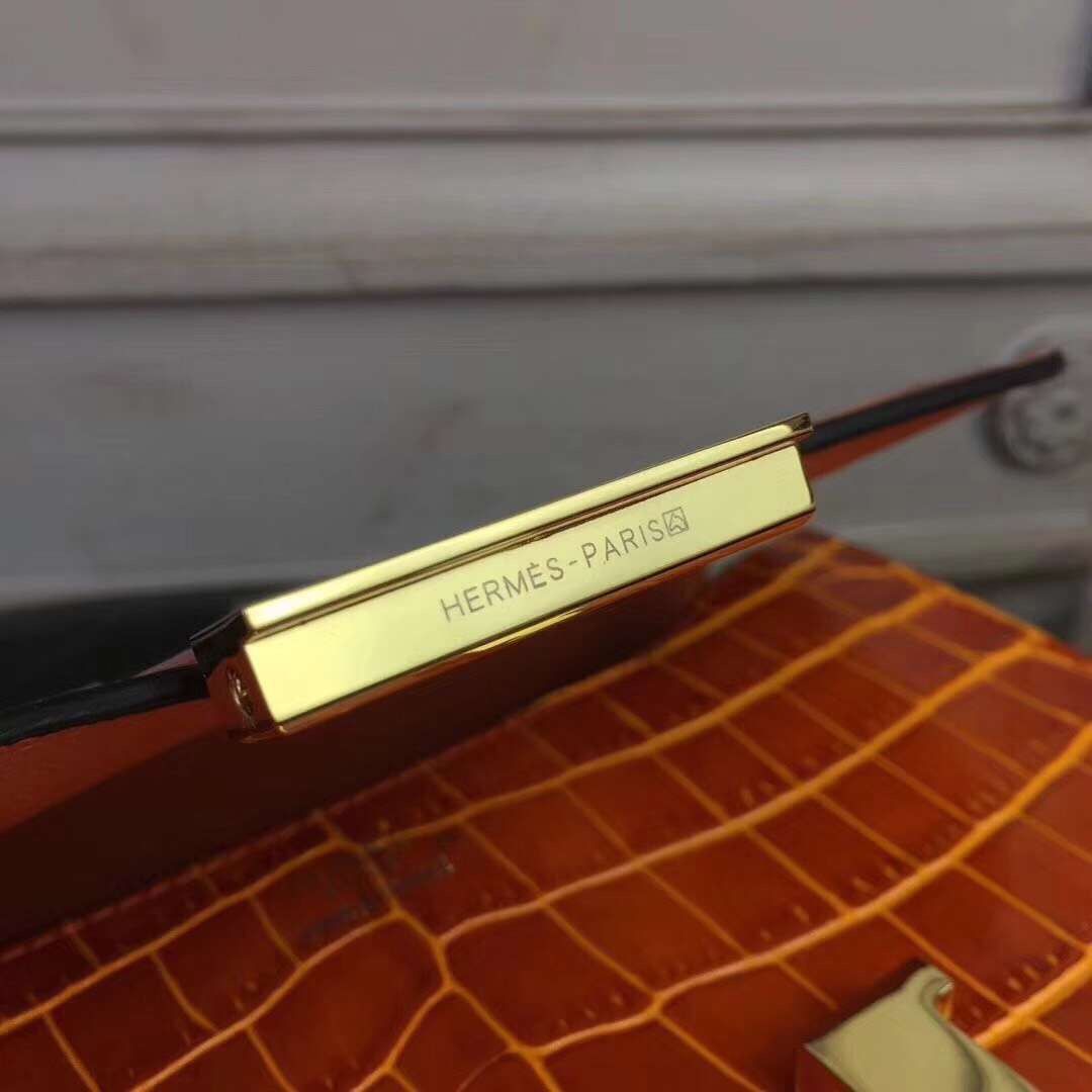 Hermes Orange Constance MM 24cm Crocodile Bag - Image 6