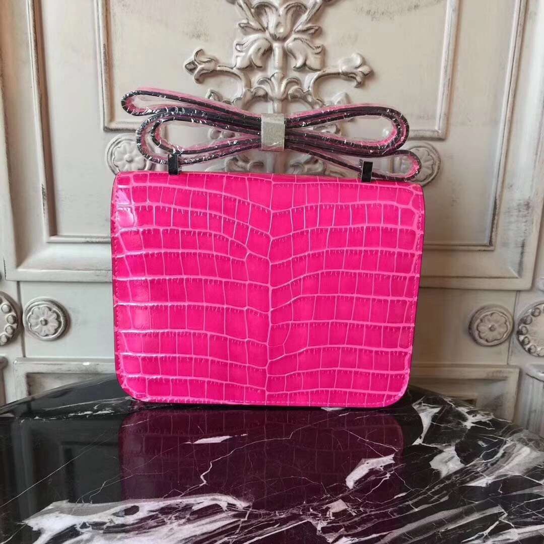 Hermes Rose Red Constance MM 24cm Crocodile Bag - Image 3