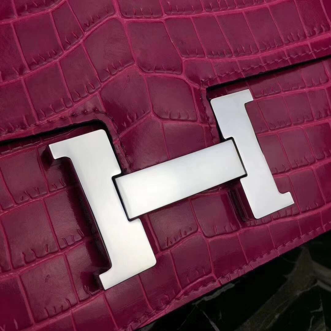 Hermes Rose Red Constance MM 24cm Crocodile Bag - Image 5