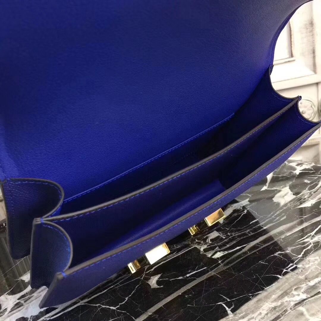 Hermes Blue Electric Constance MM 24cm Epsom Leather Bag - Image 7