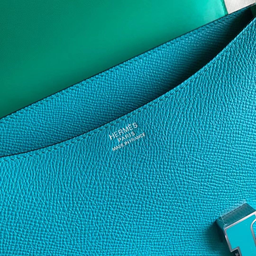 Hermes Constance Enamel 18 Handmade Bag In Blue Paon Epsom Calfskin - Image 9