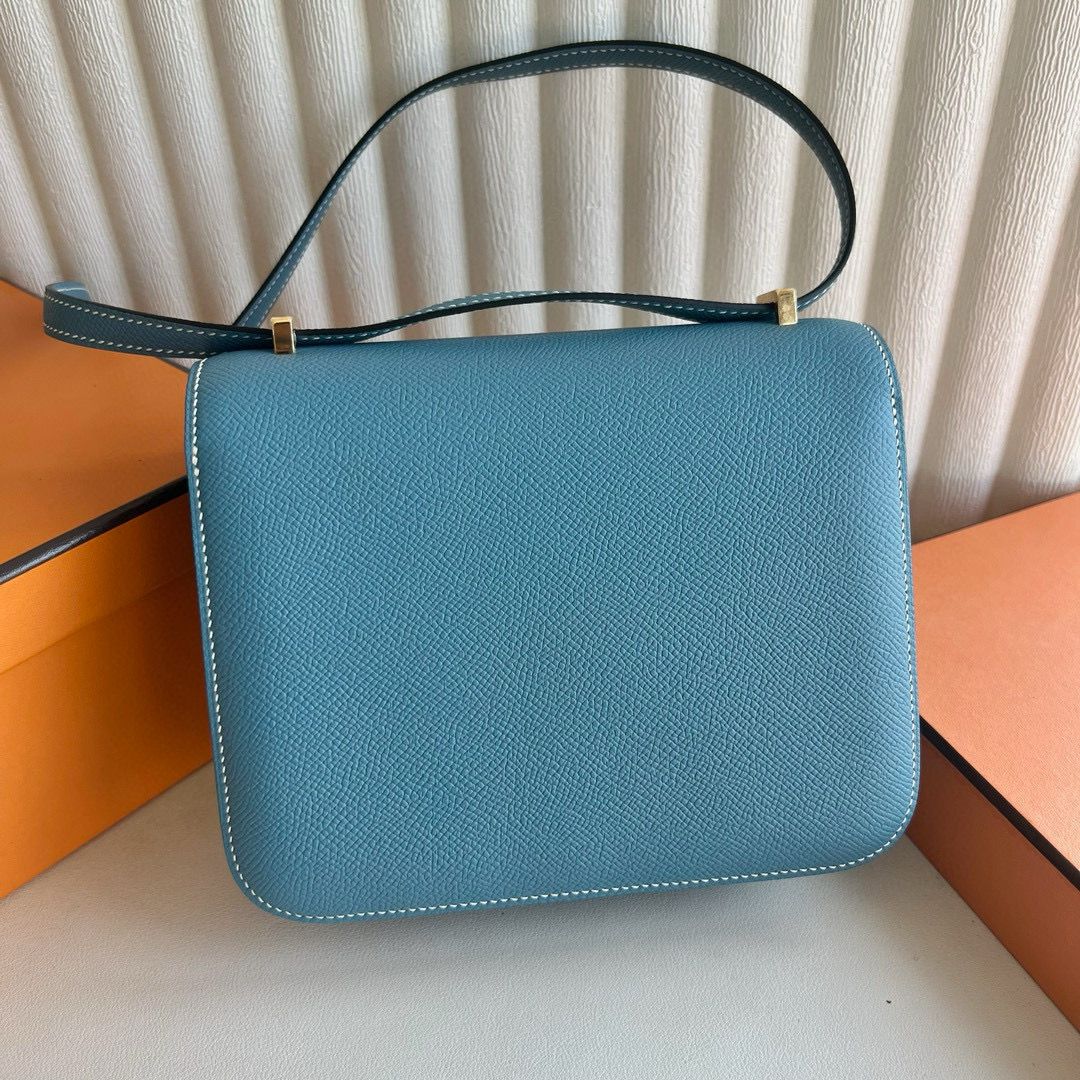 Hermes Constance 18 Handmade Bag in Blue Jean Epsom Calfskin - Image 10