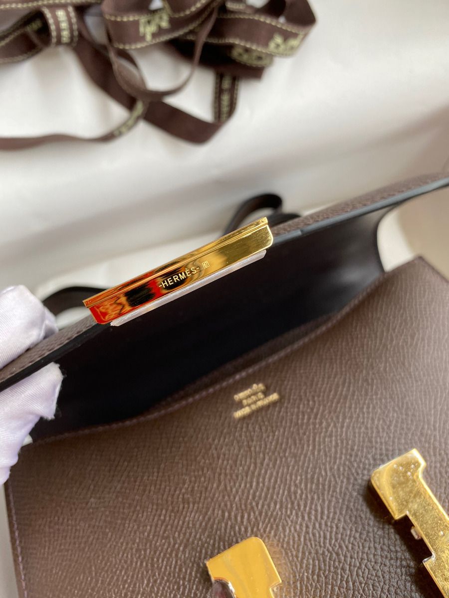 Hermes Constance 18 Handmade Bag In Chocolat Epsom Calfskin - Image 10