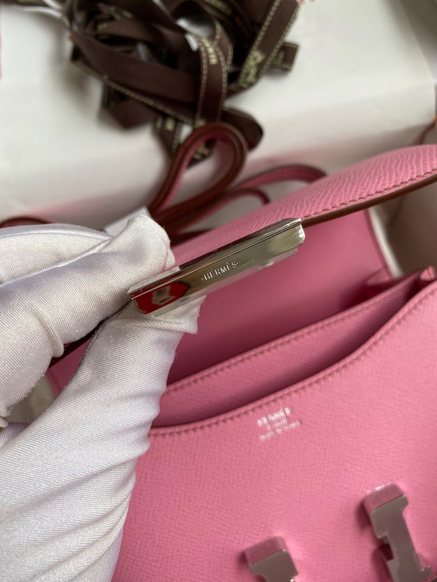 Hermes Constance 18 Handmade Bag In Pink Epsom Calfskin - Image 9