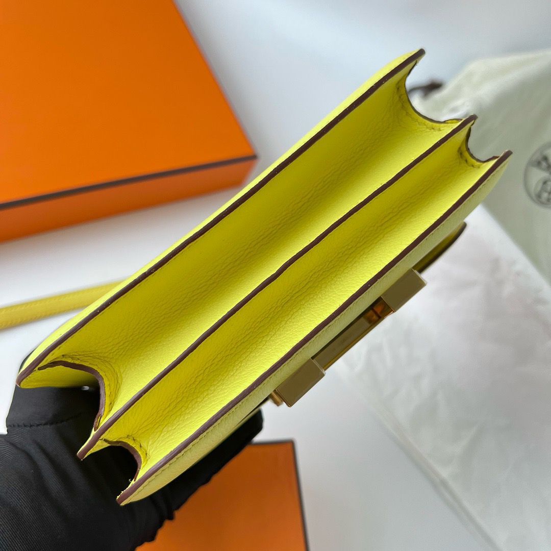 Hermes Constance 18 Handmade Bag In Lime Evercolor Calfskin - Image 10