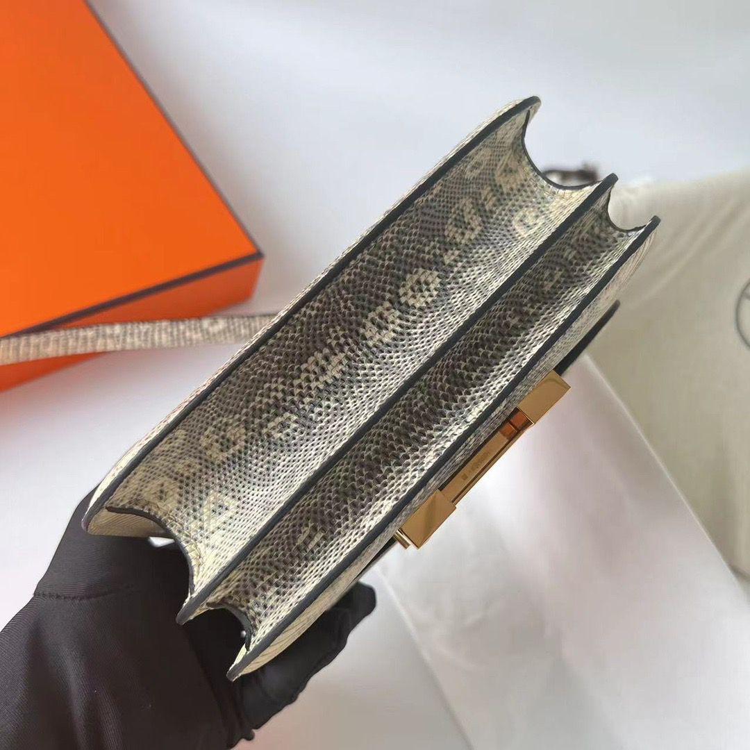 Hermes Constance 18 Handmade Bag In Natural Lizard Skin - Image 4