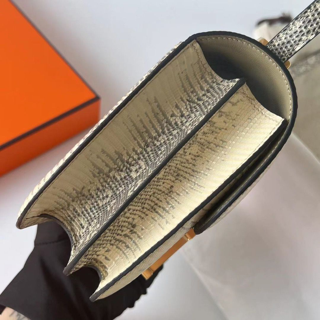 Hermes Constance 18 Handmade Bag In Natural Lizard Skin - Image 5