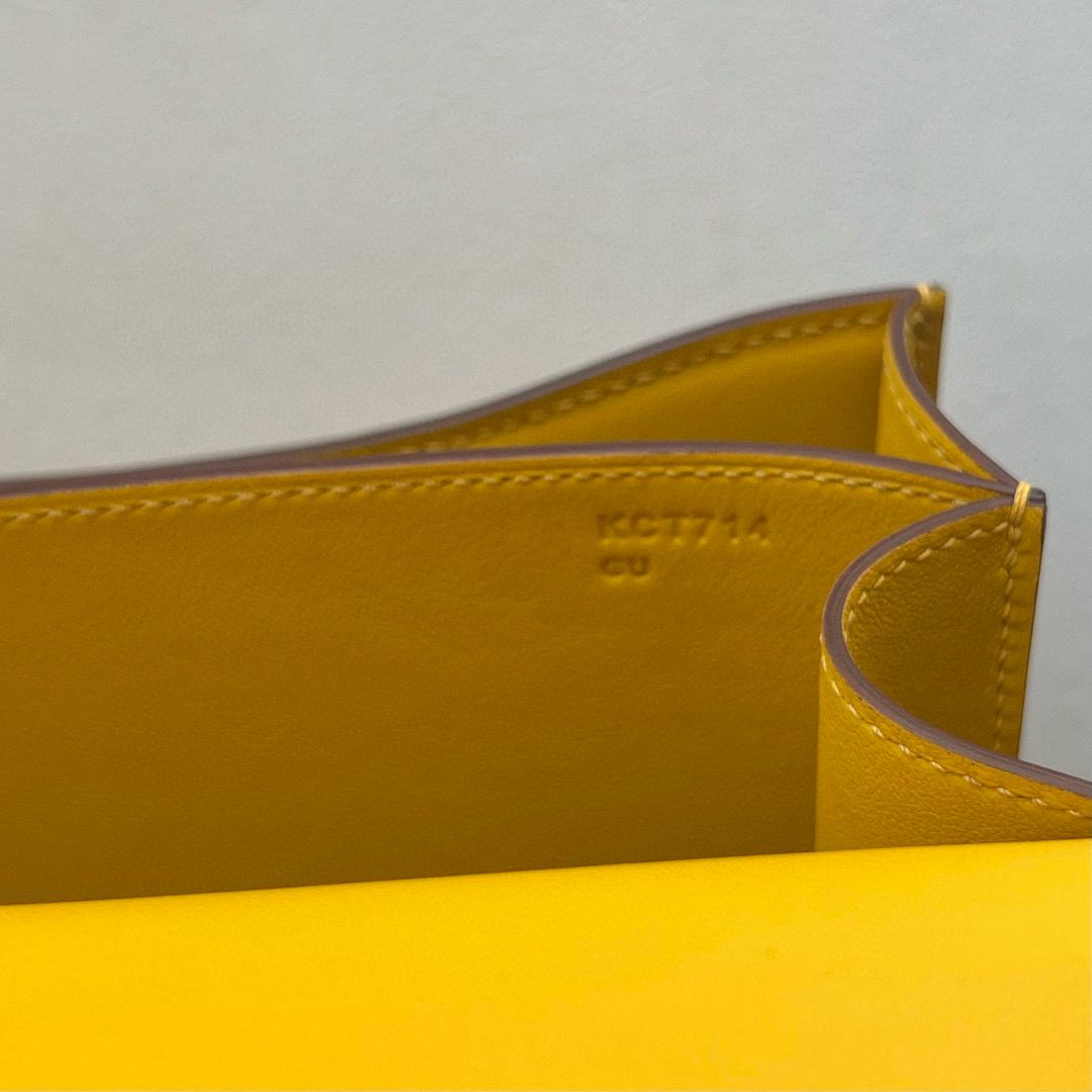 Hermes Constance 18 Handmade Bag in Jaune Ambre Swift Calfskin - Image 7
