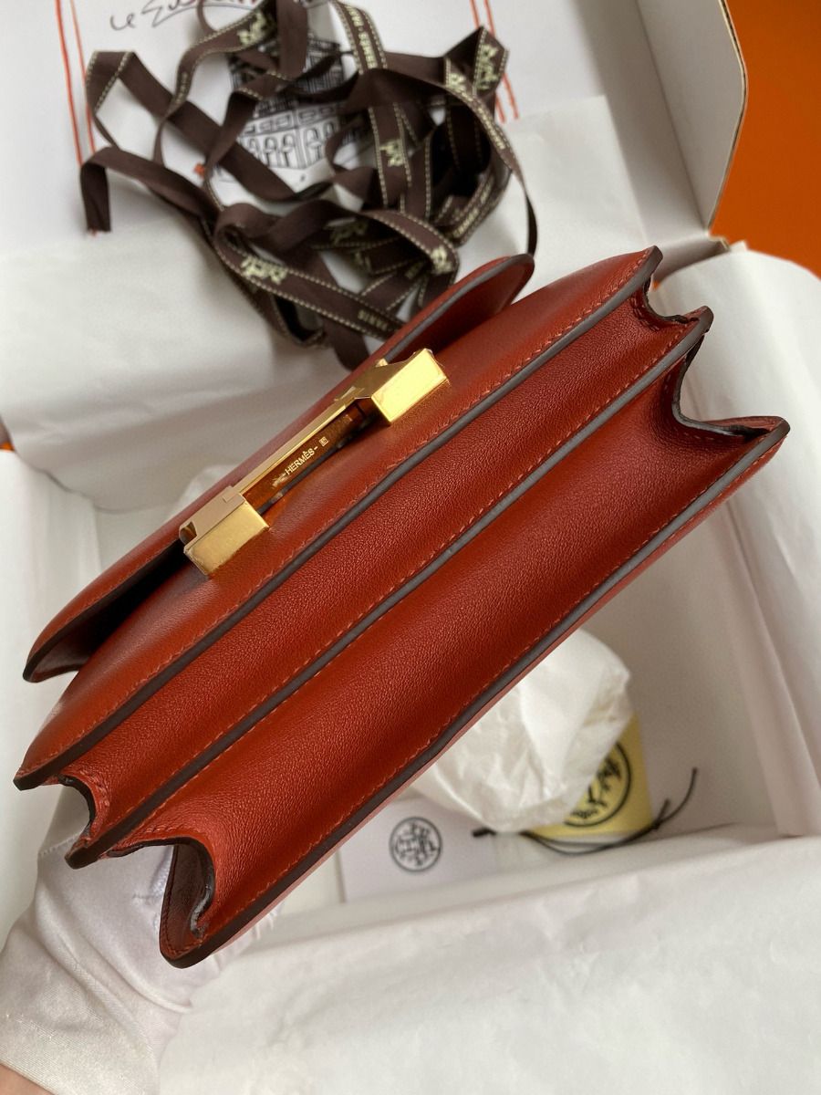 Hermes Constance 18 Handmade Bag In Sienna Swift Calfskin - Image 6