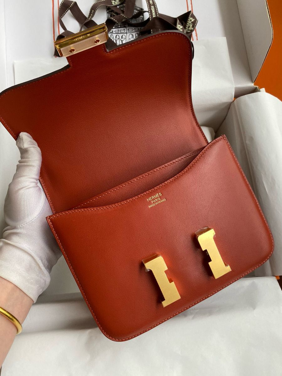 Hermes Constance 18 Handmade Bag In Sienna Swift Calfskin - Image 8