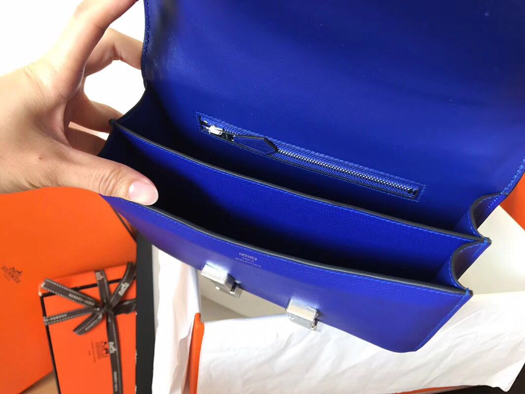 Hermes Constance 24 Handmade Bag In Blue Electric Epsom Leather - Image 6