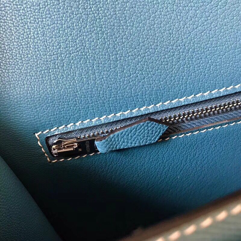 Hermes Constance 24 Handmade Bag In Blue Jean Epsom Leather - Image 8