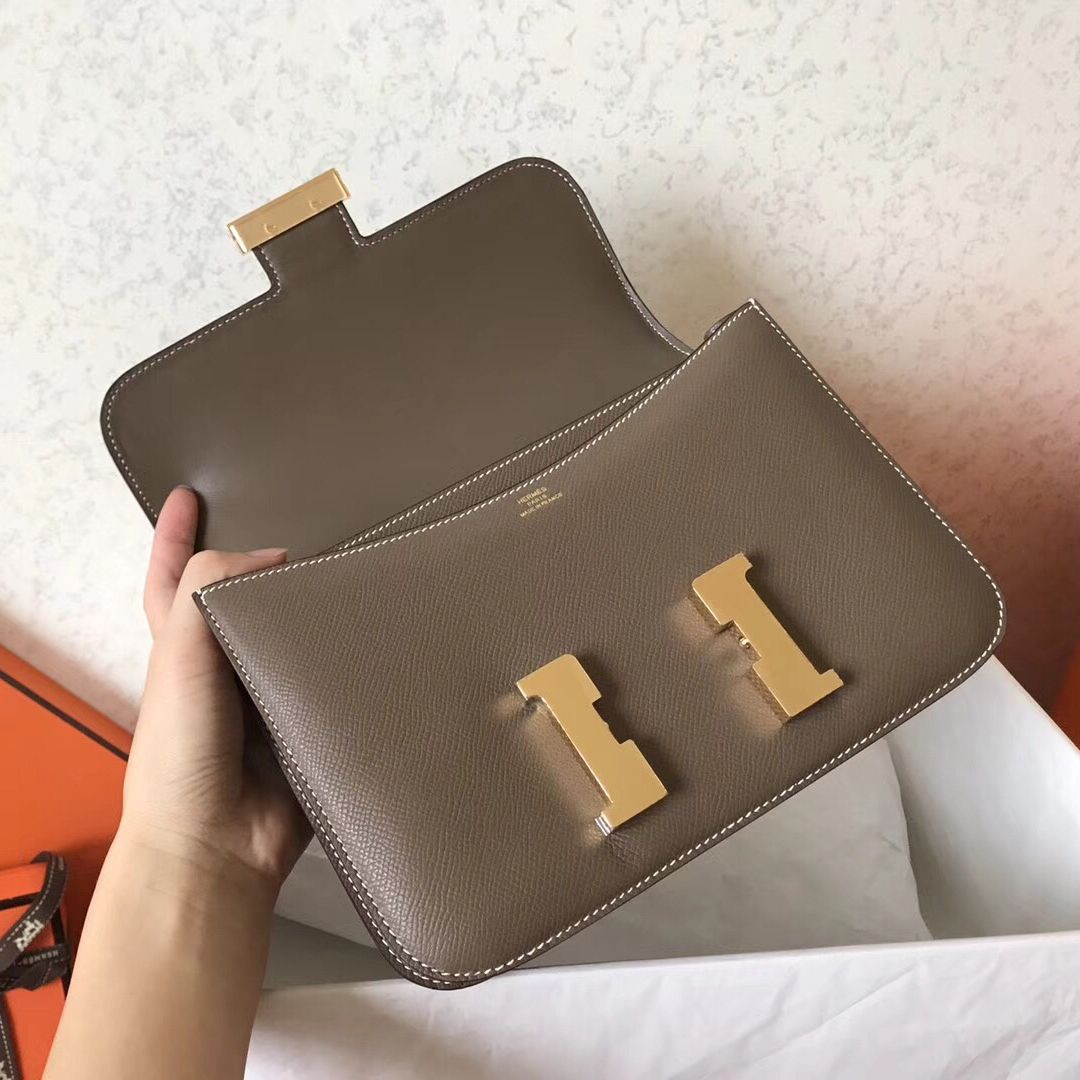 Hermes Constance 24 Handmade Bag In Taupe Epsom Leathe - Image 3