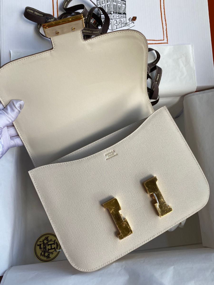 Hermes Constance 24 Handmade Bag In Craie Epsom Calfskin - Image 7