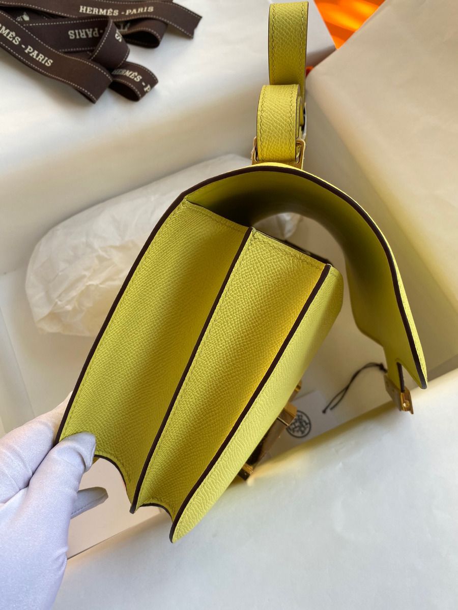 Hermes Constance 24 Handmade Bag In Lime Epsom Calfskin - Image 6