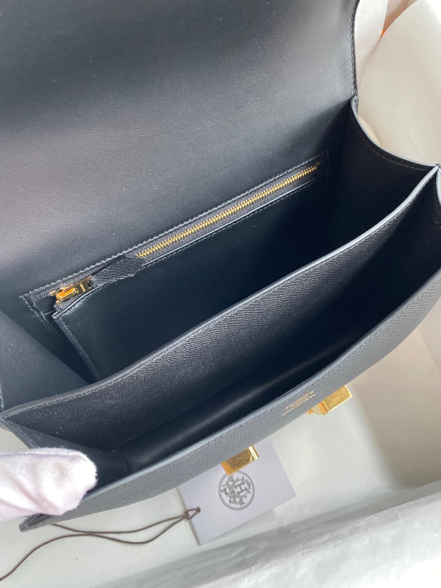 Hermes Constance 24 Handmade Bag In Black Epsom Calfskin - Image 9