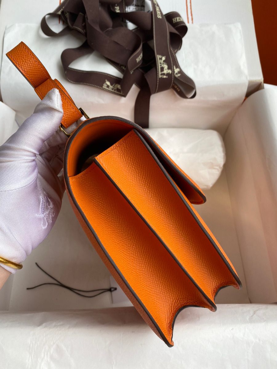 Hermes Constance 24 Handmade Bag In Orange Epsom Calfskin - Image 4