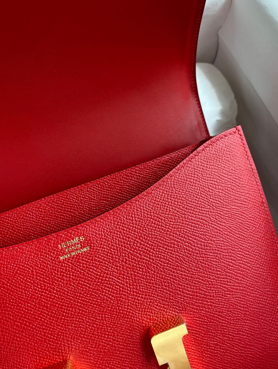 Hermes Constance 24 Handmade Bag In Red Epsom Calfskin - Image 8