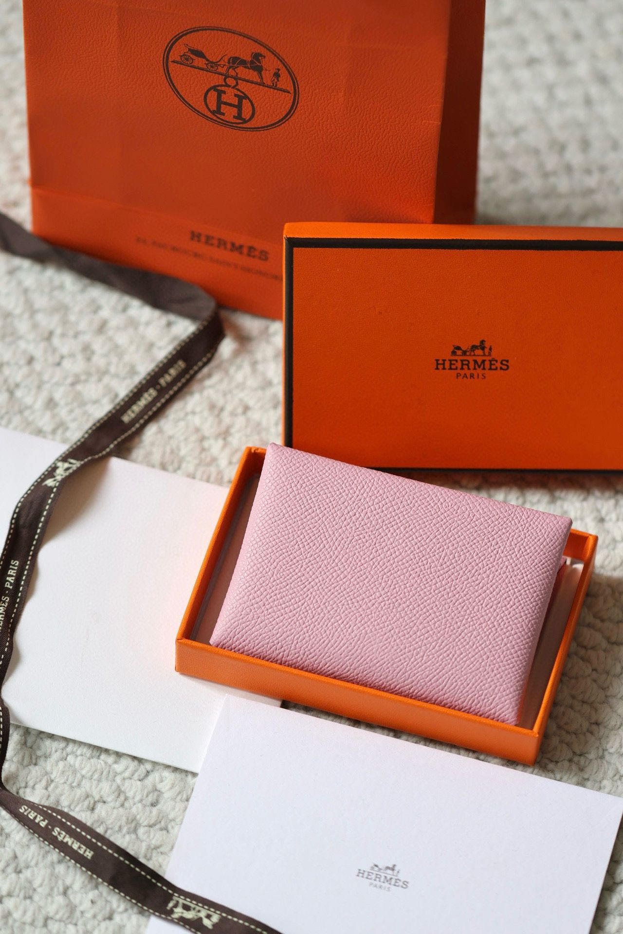 Hermes Calvi Duo Card Holder in Mauve Sylvestre Epsom Calfskin - Image 4