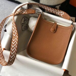 Hermes Evelyne III TPM Bag In Gold Clemence Leather