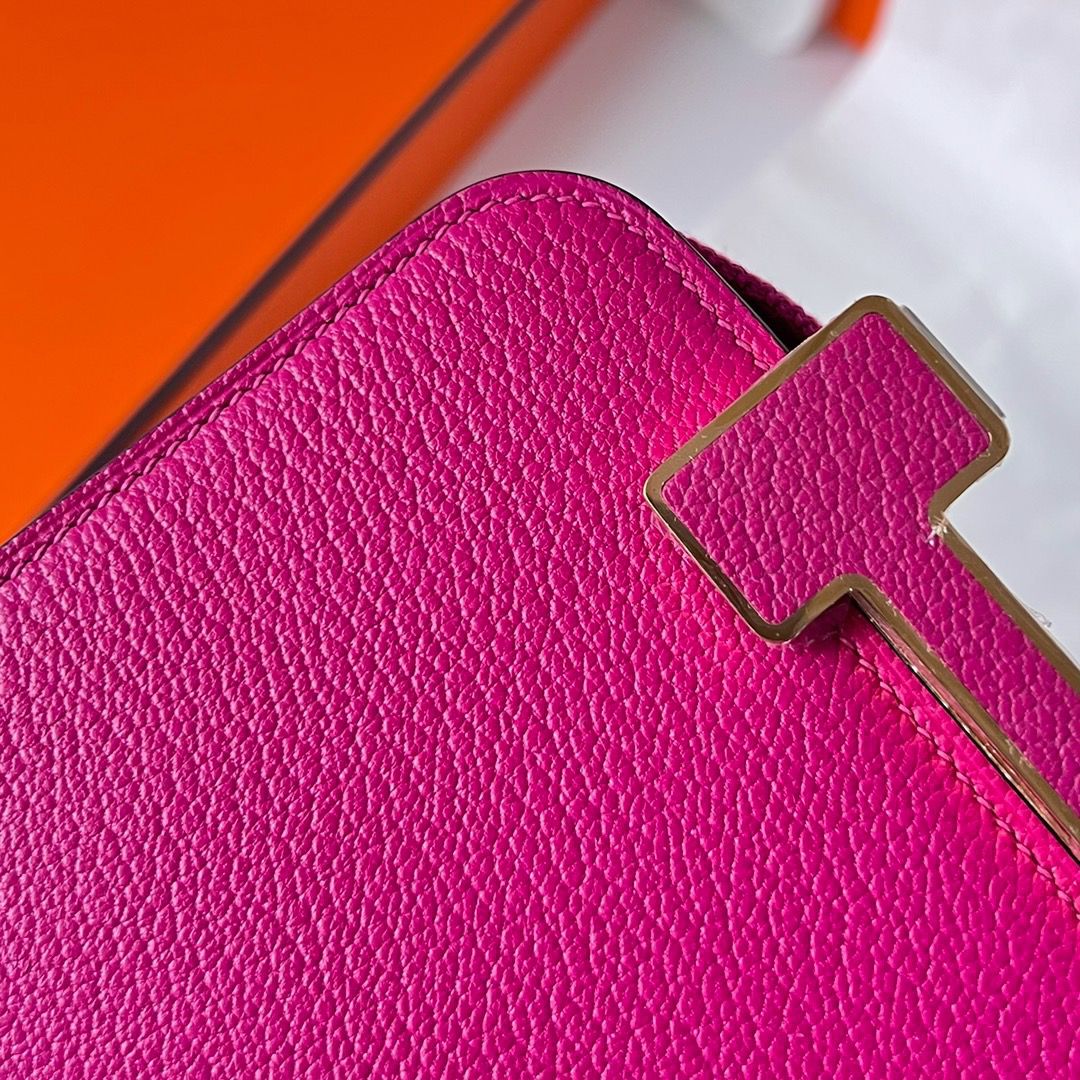 Hermes Geta Handmade Bag In Rose Purple Chevre Mysore Leather - Image 5