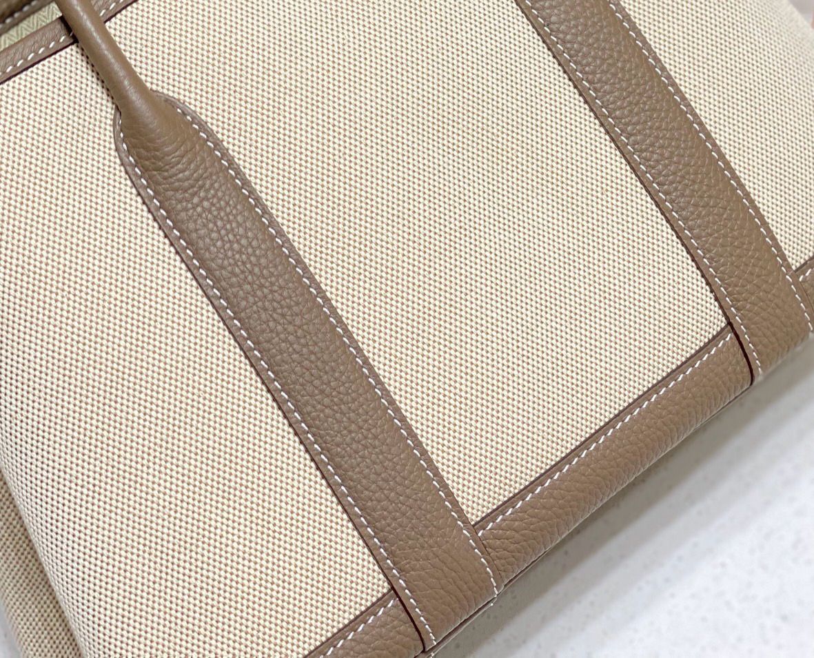 Hermes Garden Party 30cm Bag in Toile and Taupe Leather - Image 5