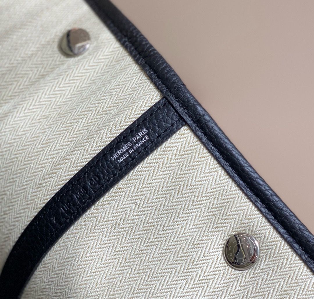 Hermes Garden Party 36cm Bag in Toile and Black Leather - Image 7