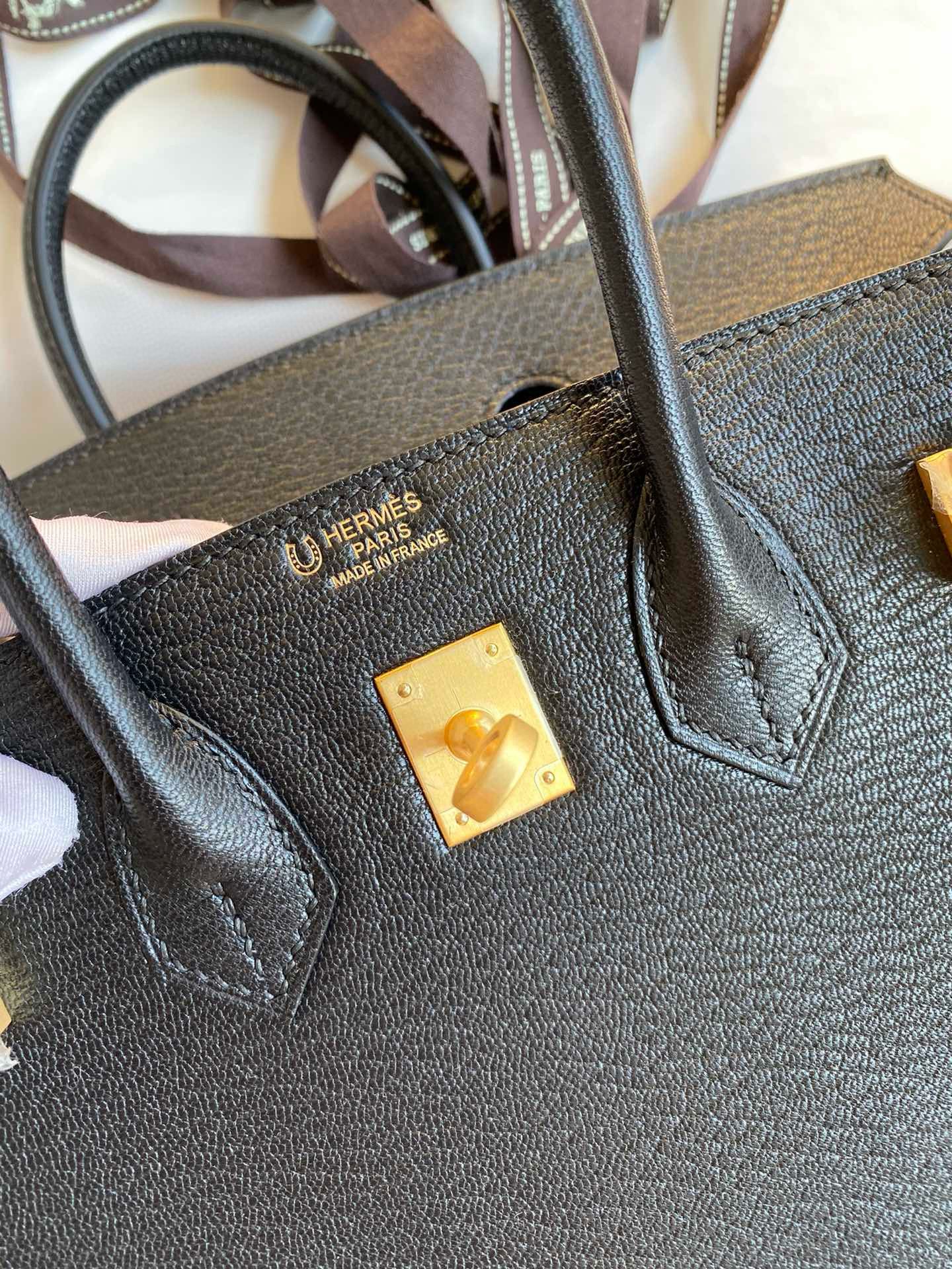 Hermes HSS Birkin 25 Bicolor Bag in Black and Blue Chevre Mysore Goatskin - Image 8