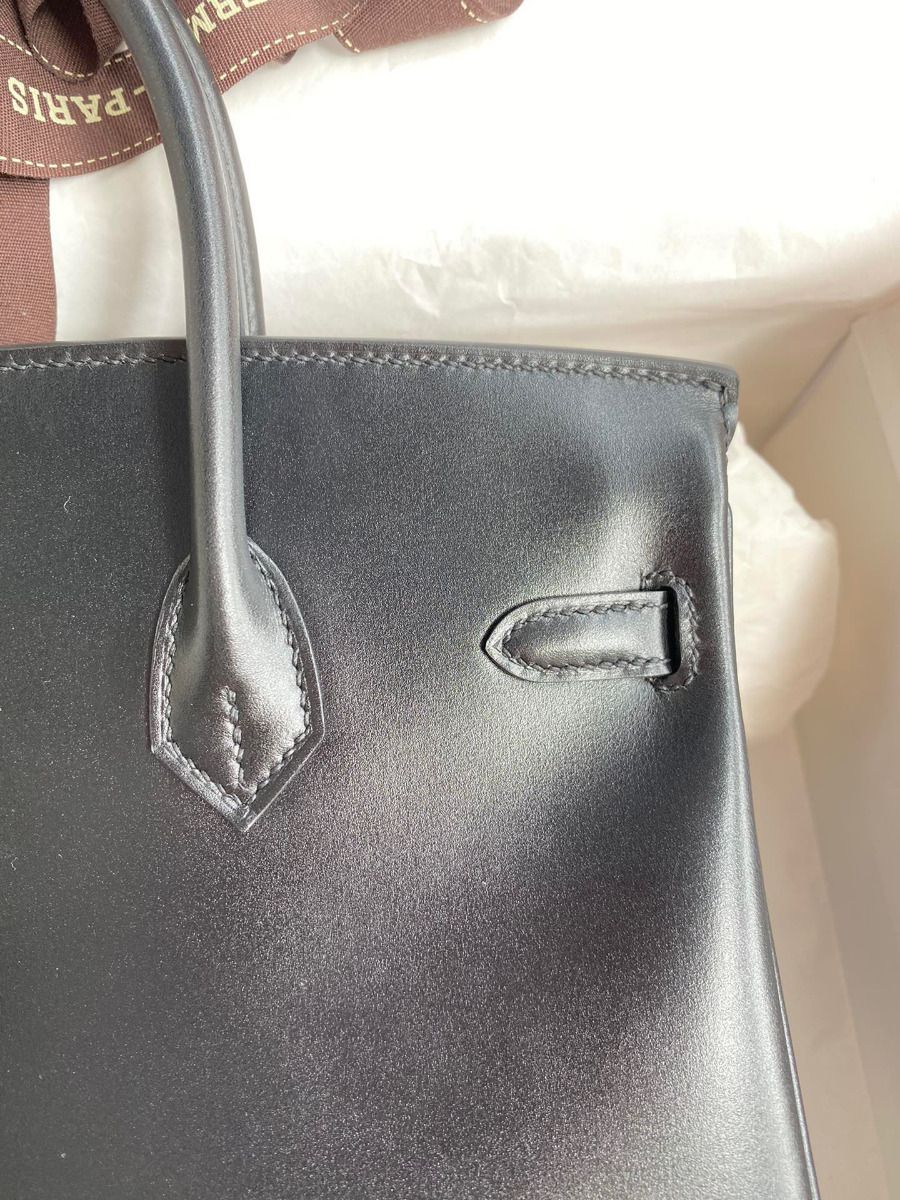 Hermes Birkin 25 Retourne Handmade Bag In Black Box Calfskin - Image 5