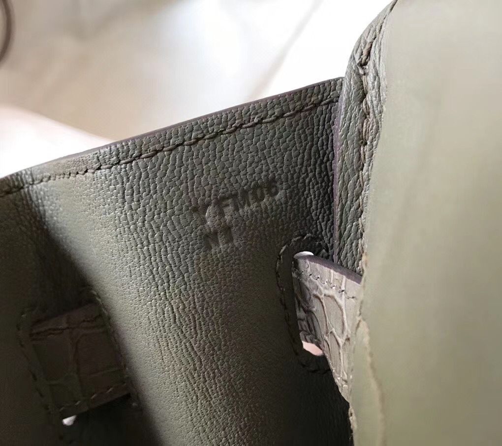 Hermes Birkin 25cm Bag In Taupe Embossed Crocodile Leather - Image 5