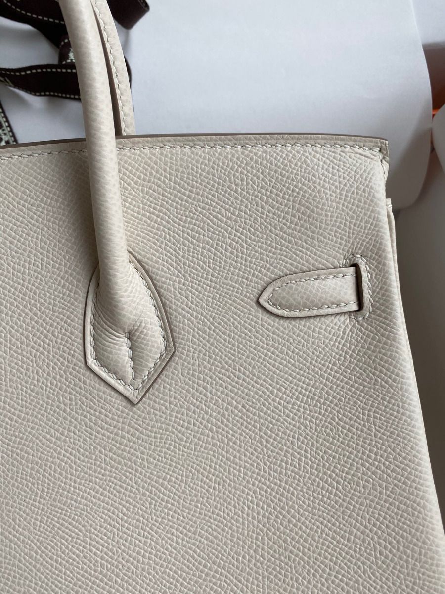Hermes Birkin 25 Retourne Handmade Bag In Craie Epsom Calfskin - Image 4