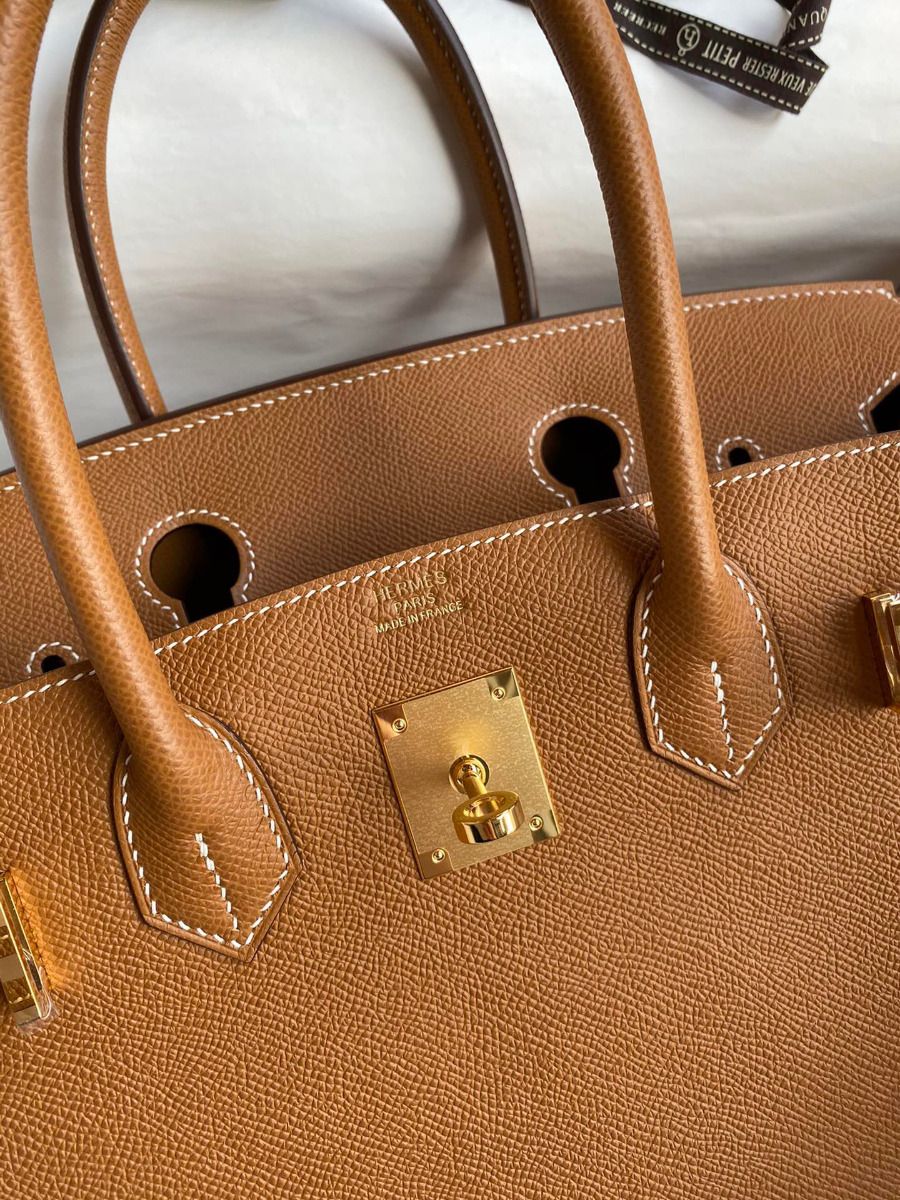 Hermes Birkin 25 Handmade Bag In Gold Epsom Calfskin - Image 10