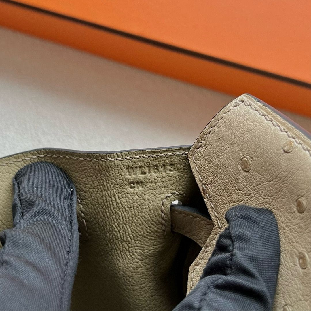 Hermes Birkin 25 Retourne Handmade Bag In Trench Ostrich Leather - Image 5