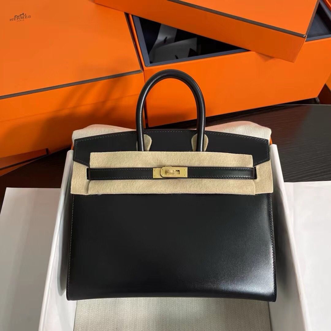 Hermes Birkin 25 Sellier Handmade Bag In Black Box Calfskin - Image 4