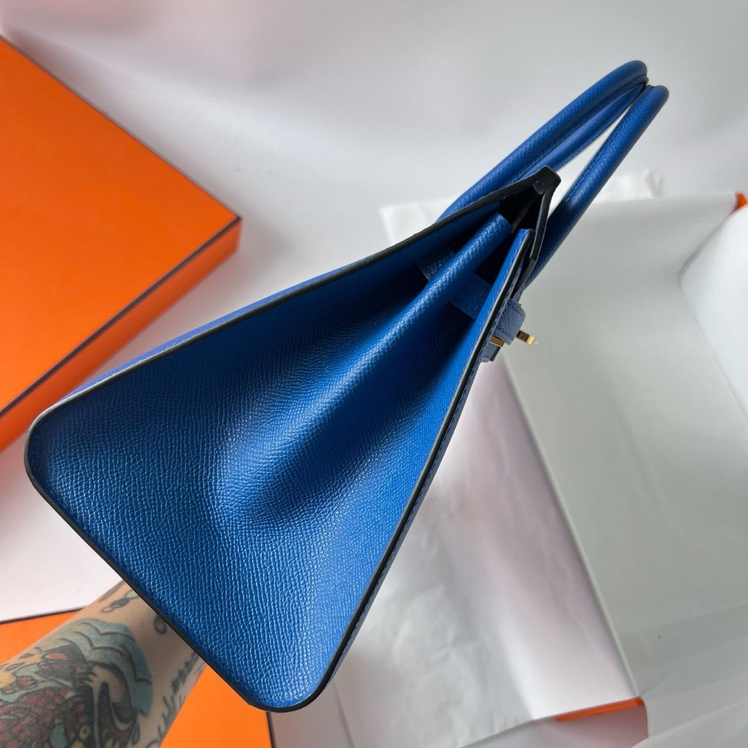 Hermes Birkin 25 Sellier Handmade Bag In Blue France Epsom Calfskin - Image 5