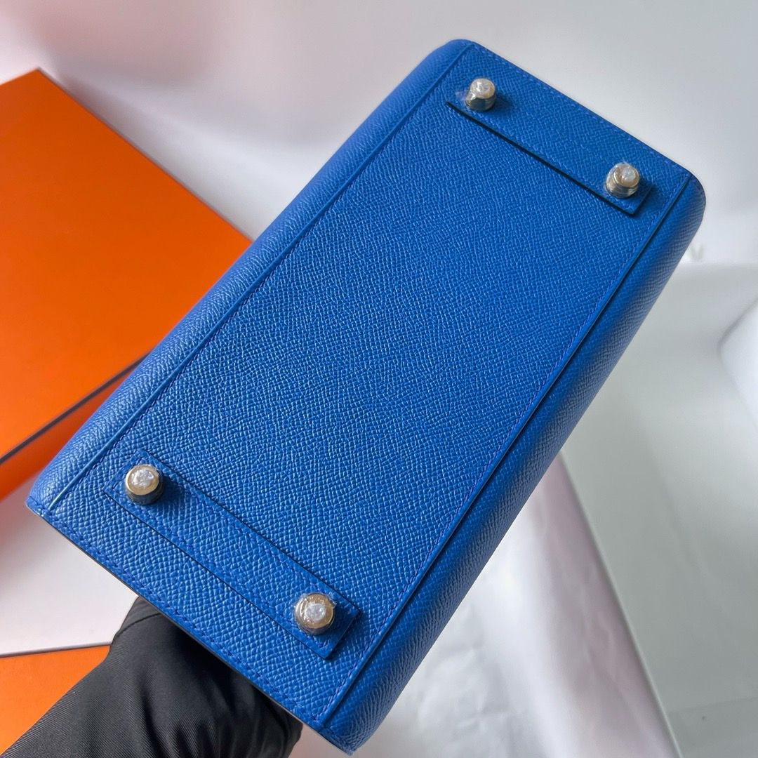 Hermes Birkin 25 Sellier Handmade Bag In Blue France Epsom Calfskin - Image 8