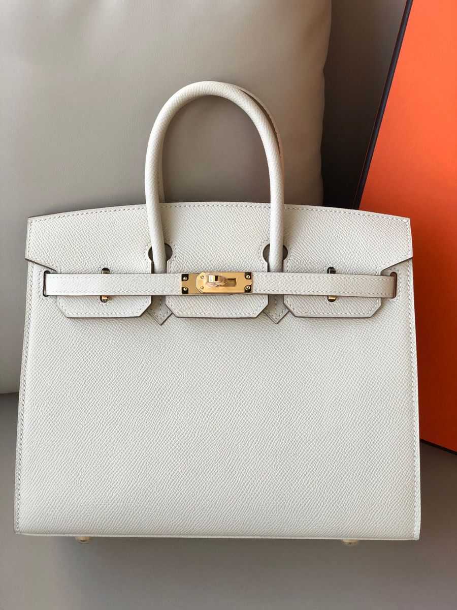 Hermes Birkin 25 Sellier Handmade Bag In Craie Epsom Calfskin - Image 3