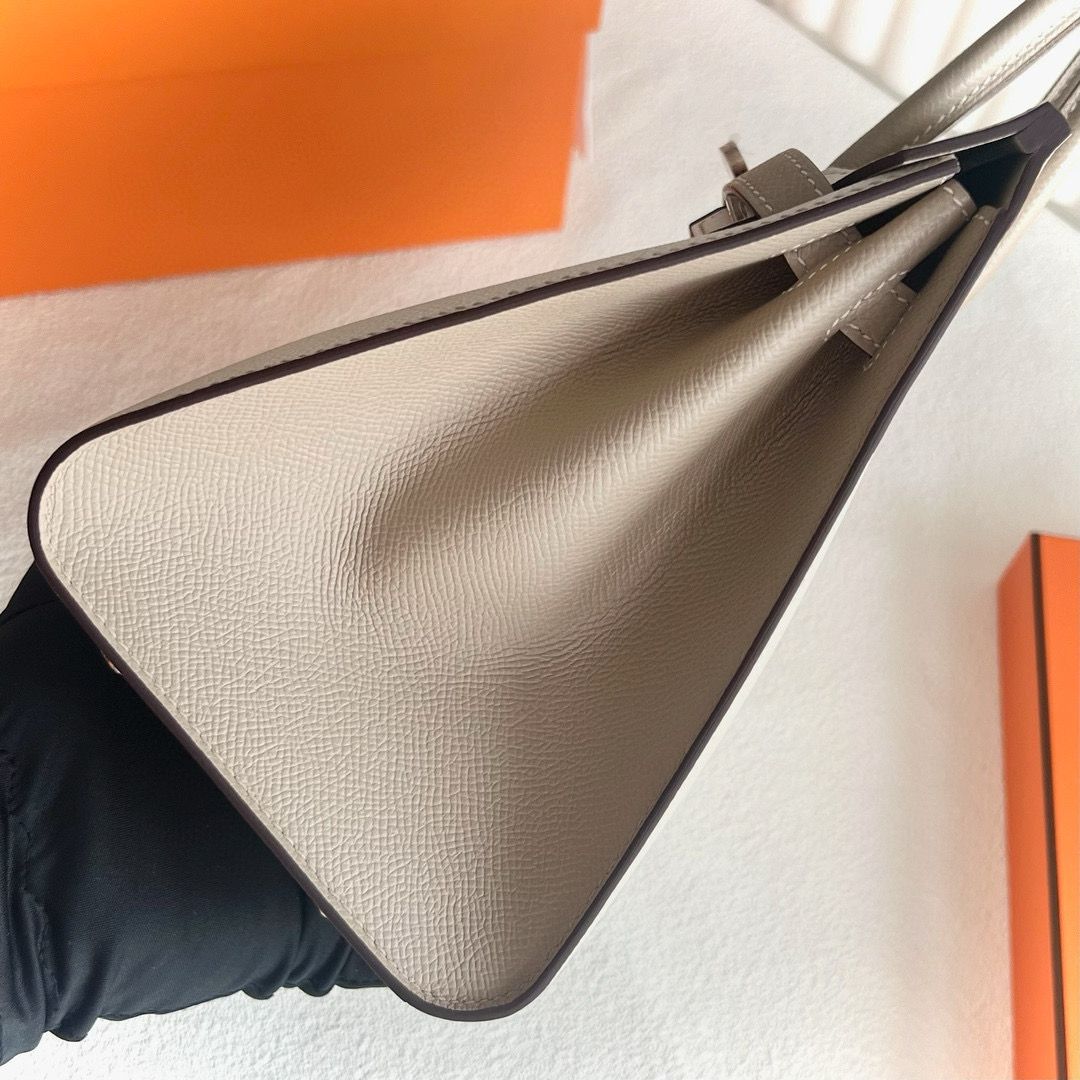 Hermes HSS Birkin 25 Sellier Bag in Craie and Grey Epsom Calfskin - Image 6