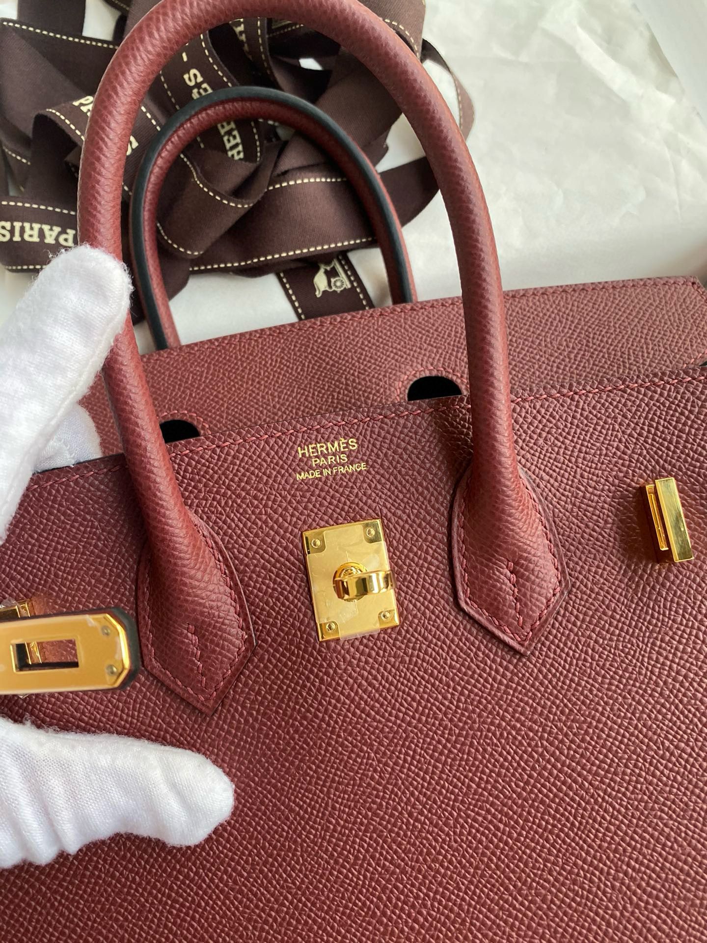 Hermes Birkin 25 Sellier Handmade Bag in Rouge H Epsom Calfskin - Image 7
