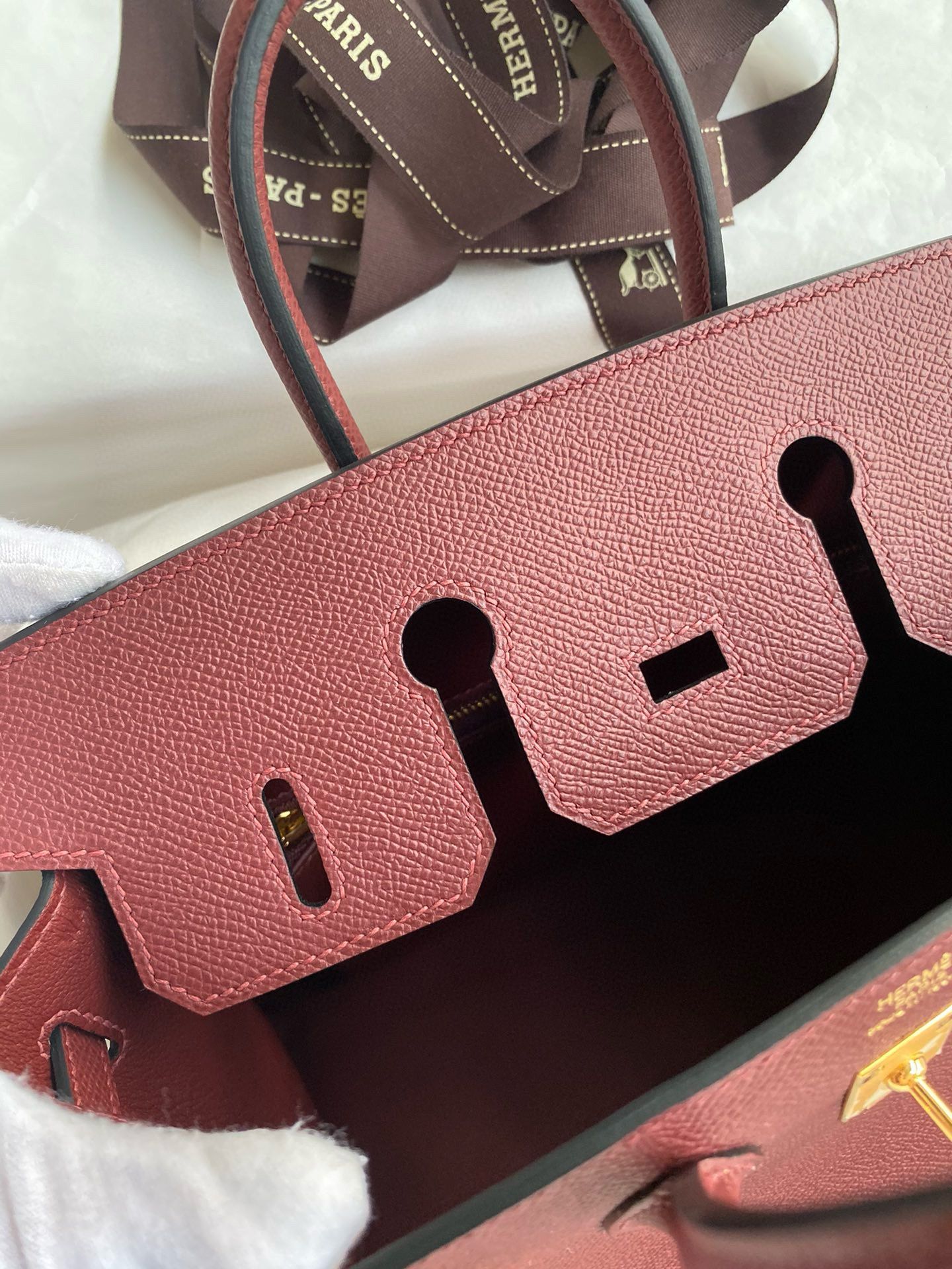 Hermes Birkin 25 Sellier Handmade Bag in Rouge H Epsom Calfskin - Image 9
