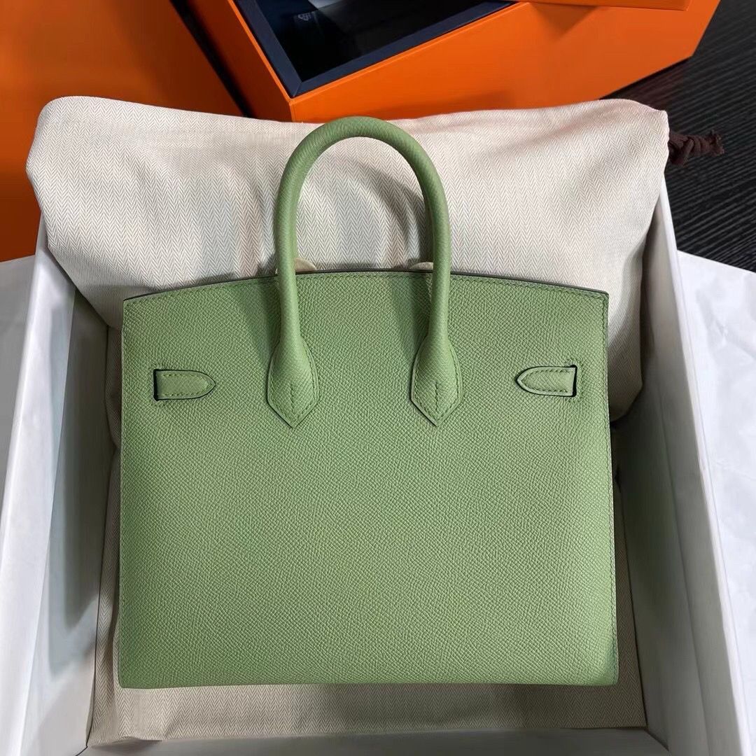 Hermes Birkin 25 Sellier Handmade Bag In Vert Criquet Epsom Calfskin - Image 5