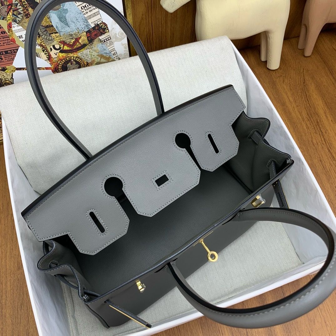 Hermes Shoulder Birkin Light 29 Bag in Etain Swift Calfskin - Image 7