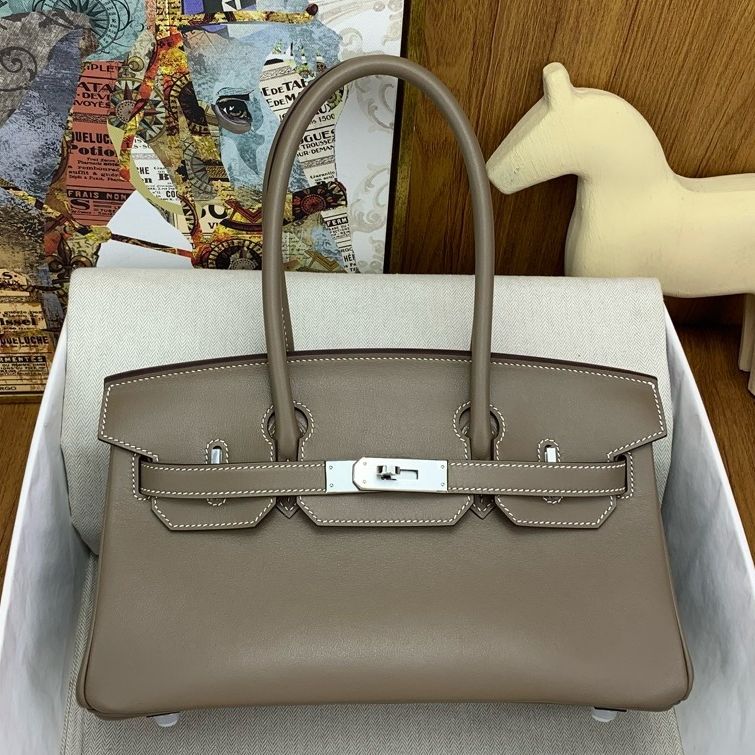 Hermes Shoulder Birkin Light 29 Bag in Taupe Swift Calfskin