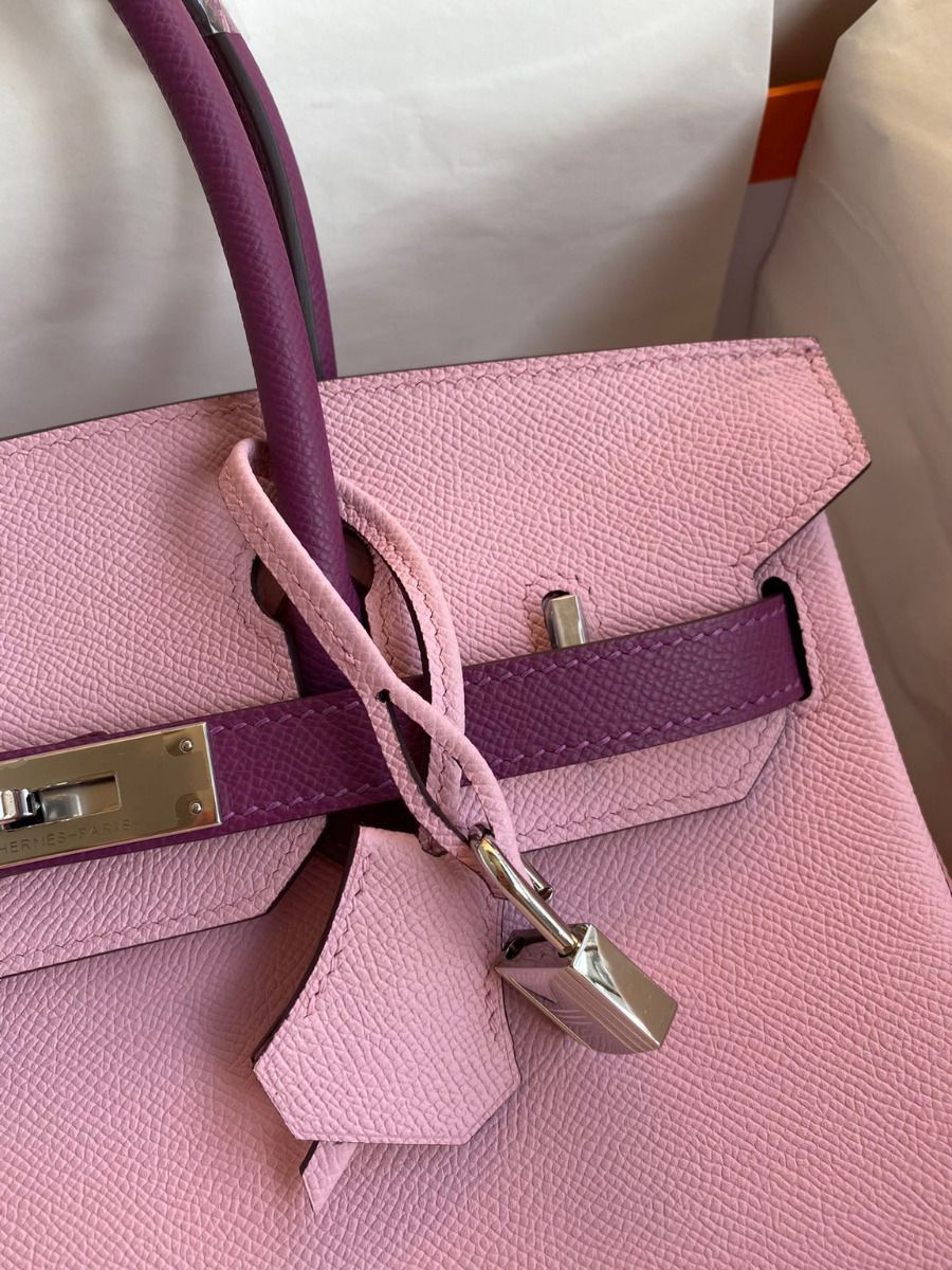 Hermes HSS Birkin 30 Bicolor Bag in Mauve Sylvestre and Anemone Epsom Calfskin - Image 4