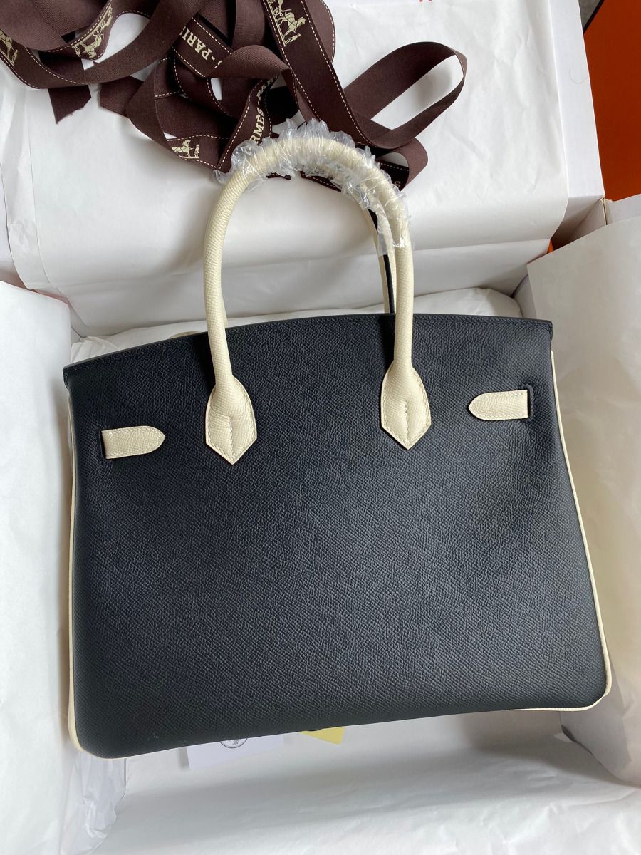 Hermes HSS Birkin 30 Bicolor Bag in Black and Craie Epsom Calfskin - Image 3